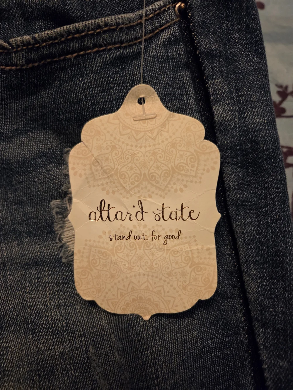 Altar'd State Two-Tone Blue Cropped Ankle Jeans NWT